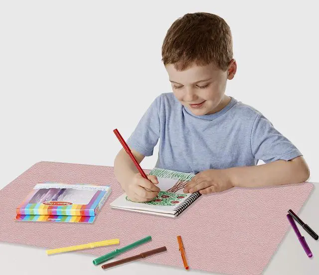 Alt view image 2 of 7 - Office Desk Mat Mouse Pad Protector PU Leather Writing Desk Blotter Keyboard Mouse Mat Pad Writing Desk Cover Ultra-Thin Table Protector Cute for Women & Girl 24 X 48 Inch (Shell-Pink/Bright Silver)
