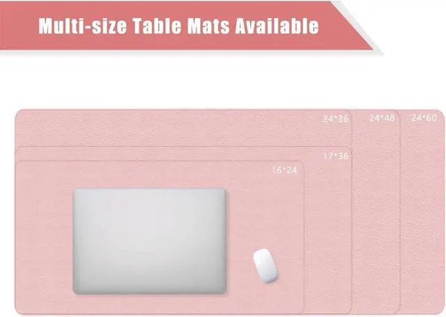Alt view image 6 of 7 - Office Desk Mat Mouse Pad Protector PU Leather Writing Desk Blotter Keyboard Mouse Mat Pad Writing Desk Cover Ultra-Thin Table Protector Cute for Women & Girl 24 X 48 Inch (Shell-Pink/Bright Silver)