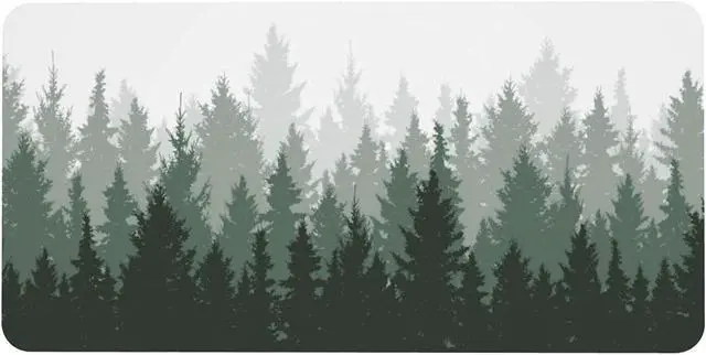 Alt view image 2 of 7 - Ink Painting Misty Forest Extended Gaming Mouse Pad PU Leather Non Slip Desk Mat Large Keyboard Mouse Mat Stitched Edges Rubber Base Waterproof for Gaming Office Home