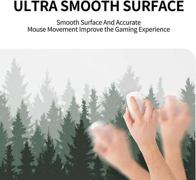 Alt view image 5 of 7 - Ink Painting Misty Forest Extended Gaming Mouse Pad PU Leather Non Slip Desk Mat Large Keyboard Mouse Mat Stitched Edges Rubber Base Waterproof for Gaming Office Home