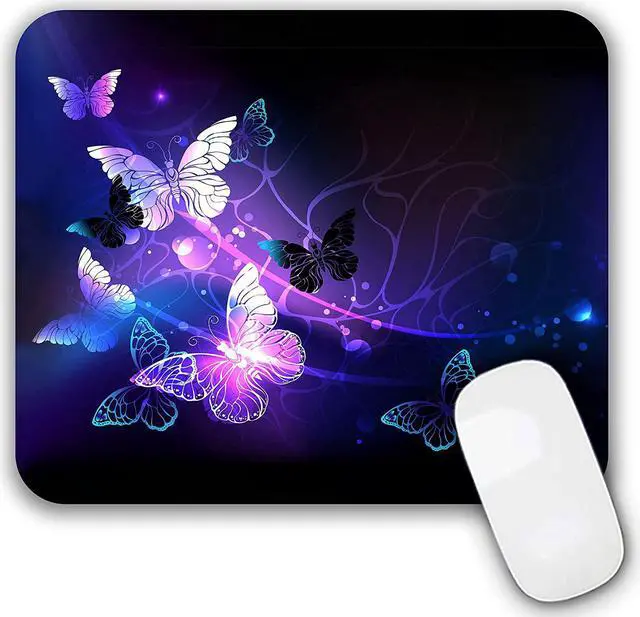 Main image of Mouse Pad Gaming Mouse Pad Non-Slip Rubber Base Mouse Mat with Designs for Laptop Computer & Office 9.5 x 7.9 x 0.12 inches (Purple Butterflies)