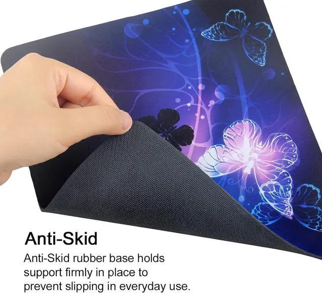 Alt view image 3 of 6 - Mouse Pad Gaming Mouse Pad Non-Slip Rubber Base Mouse Mat with Designs for Laptop Computer & Office 9.5 x 7.9 x 0.12 inches (Purple Butterflies)