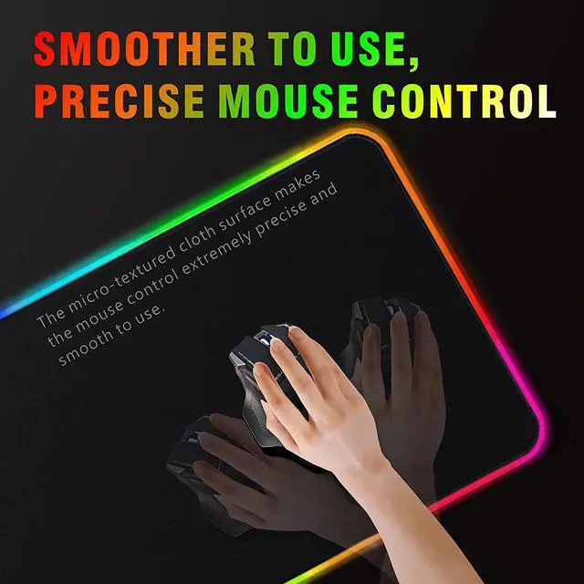 Alt view image 4 of 6 - ZZEW RGB Extended Gaming Mouse pad ,Precision Stitched Edge, Textured Mouse pad, Non-Slip Rubber Base, Waterproof Fabric, Large Gaming Mouse pad,Computer Keyboard Mouse Mat (35.4x15.7x0.16Inch)