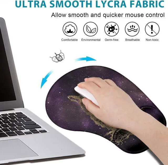 Alt view image 4 of 6 - 2 Pack Gaming Mouse Pad and Coaster,Ergonomic Mouse Pad with Wrist Support Gel,Non-Slip PU Base,Easy Typing Pain Relief Effect,Suitable for Office and Home (Starry Owl)
