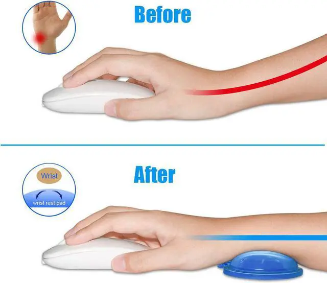 Alt view image 4 of 7 - Silicone Gel Wrist Rest Cushion Heart-Shaped Translucence Ergonomic Mouse Pad Cool Hand Pillow Effectively Reduce Wrist Fatigue Pain Blue 2 Pack