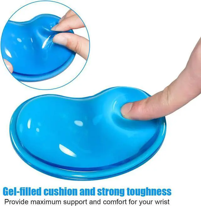 Alt view image 5 of 7 - Silicone Gel Wrist Rest Cushion Heart-Shaped Translucence Ergonomic Mouse Pad Cool Hand Pillow Effectively Reduce Wrist Fatigue Pain Blue 2 Pack