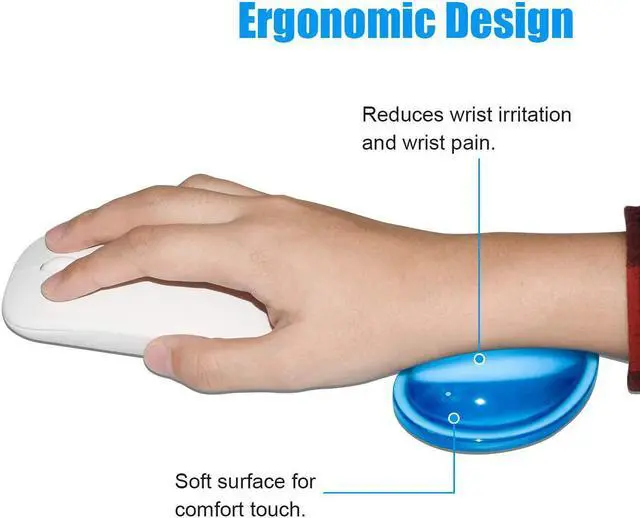 Alt view image 6 of 7 - Silicone Gel Wrist Rest Cushion Heart-Shaped Translucence Ergonomic Mouse Pad Cool Hand Pillow Effectively Reduce Wrist Fatigue Pain Blue 2 Pack