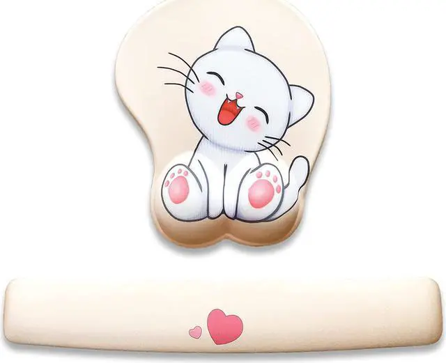 Main image of Keyboard wrist rest and mouse pad and mouse wrist rest support set , anime kawaii cute pink mouse pad and keyboard pad set ,Silica gel easy typing pain relief ,suitable for computers, laptops(apricot)