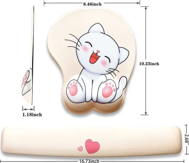 Alt view image 7 of 7 - Keyboard wrist rest and mouse pad and mouse wrist rest support set , anime kawaii cute pink mouse pad and keyboard pad set ,Silica gel easy typing pain relief ,suitable for computers, laptops(apricot)