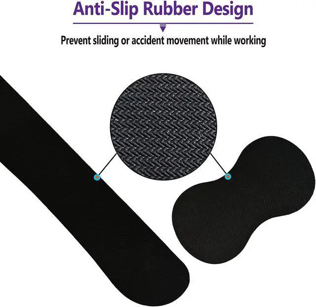 Alt view image 6 of 7 - Keyboard Wrist Rest and Mouse Pad with Wrist Support Set Ergonomic Coaster, Memory Foam Mousepad Non-Slip Rubber Base Durable Comfortable for Easy Typing Pain Relief, Purple Heart Butterfly
