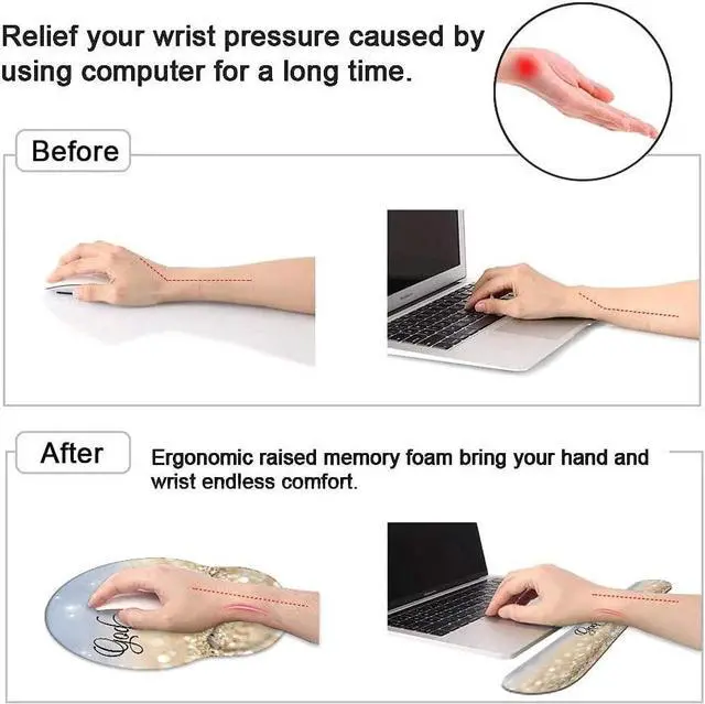 Alt view image 6 of 7 - Keyboard Wrist Rest and Mouse Pad Wrist Rest Support Set with Coasters, Non-Slip PU Base for Gaming and Office, Comfortable & Lightweight for Easy Typing & Pain Relief - Quote Bible Verses Psalm 46:5