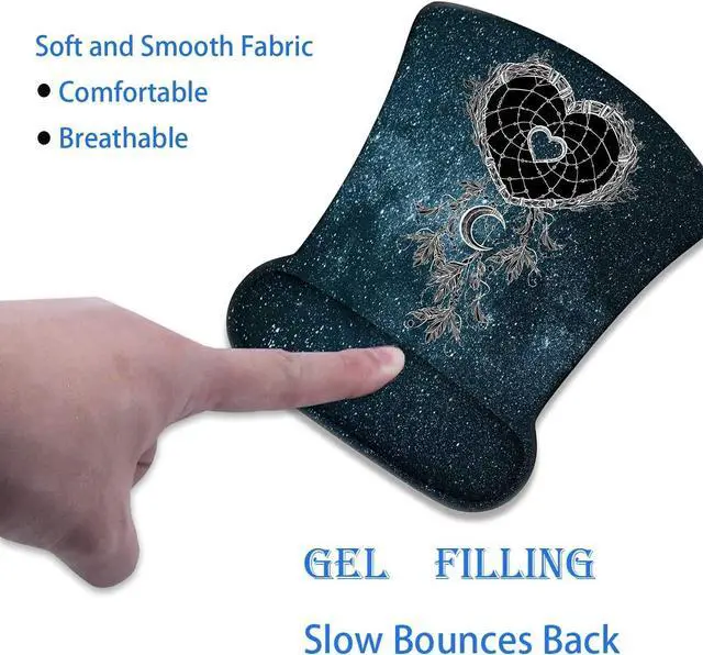 Alt view image 2 of 7 - XMTMR-Glass Ergonomically Upgraded Keyboard Wrist Rest and Comfortable Wrist Rest Gel Mouse Pad Set, Non-Slip Rubber Base and Cute Coaster, for Work, Game Home, Dream Catcher Milky Way Star Space