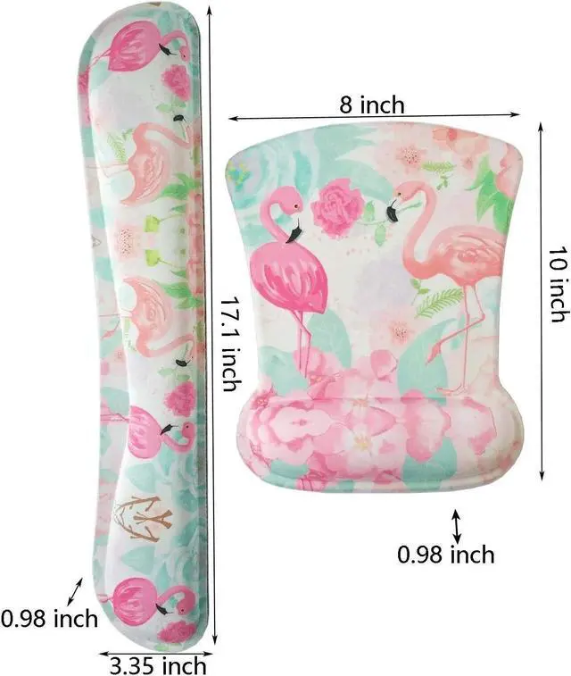 Alt view image 2 of 7 - HAPLIVES Ergonomic Keyboard Wrist Rest Pad and Mouse Pad Wrist Support Set with Non-Slip Backing Memory Form-Filled, Easy-Typing and Pain Relief for Gaming Office Computer Laptop (Pink Two Flamingos)