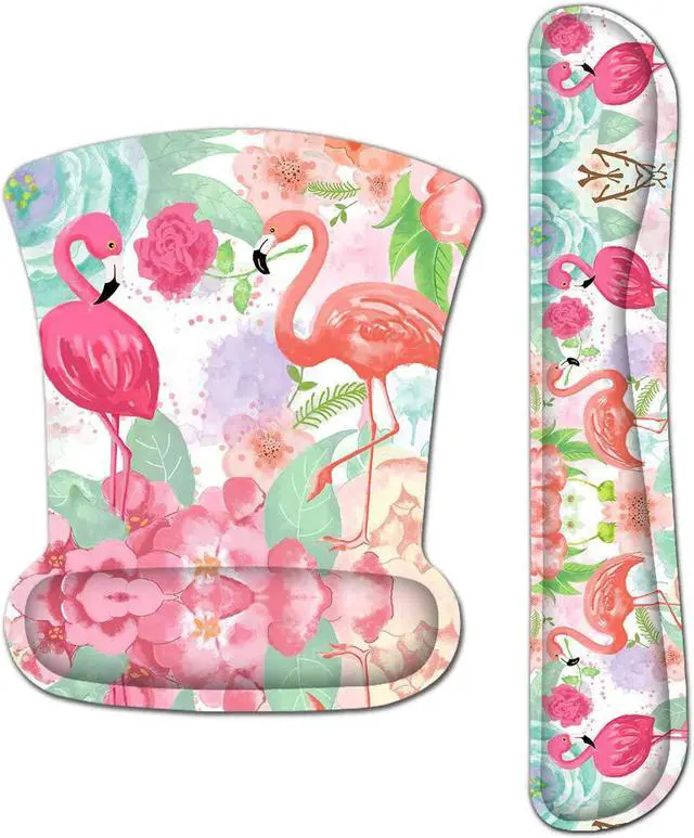Main image of HAPLIVES Ergonomic Keyboard Wrist Rest Pad and Mouse Pad Wrist Support Set with Non-Slip Backing Memory Form-Filled, Easy-Typing and Pain Relief for Gaming Office Computer Laptop (Pink Two Flamingos)