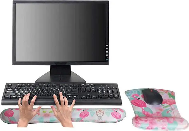 Alt view image 7 of 7 - HAPLIVES Ergonomic Keyboard Wrist Rest Pad and Mouse Pad Wrist Support Set with Non-Slip Backing Memory Form-Filled, Easy-Typing and Pain Relief for Gaming Office Computer Laptop (Pink Two Flamingos)