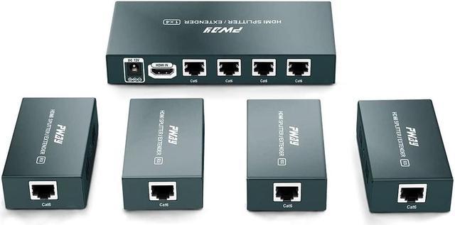GREATHTEK 1x4 HDMI Extender Splitter Over Cat5e/Cat6/Cat7 Ethernet Cable Up  to 50m/165ft - EDID