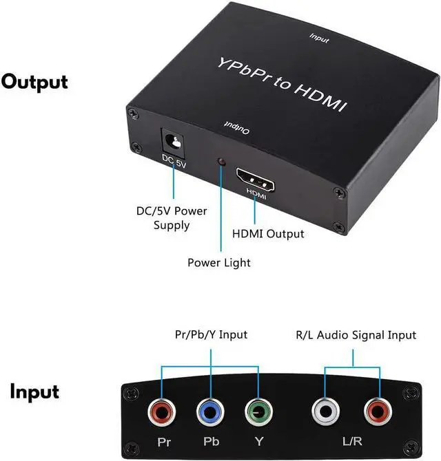 Alt view image 2 of 6 - Component to HDMI Converter, YPbPr to HDMI Adapter, 5RCA Component RGB YPbPr to HDMI Converter Adapter 1080P Supports DVD, Xbox 360, PSP to HDTV, Monitor and Projector