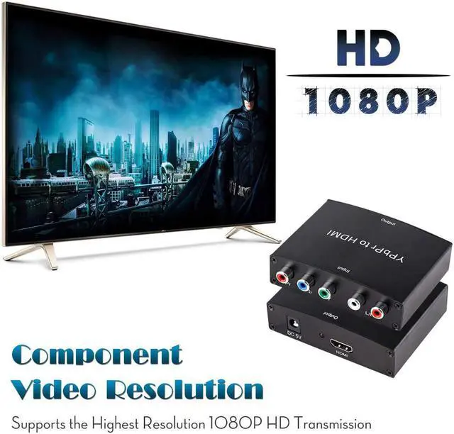 Alt view image 4 of 6 - Component to HDMI Converter, YPbPr to HDMI Adapter, 5RCA Component RGB YPbPr to HDMI Converter Adapter 1080P Supports DVD, Xbox 360, PSP to HDTV, Monitor and Projector