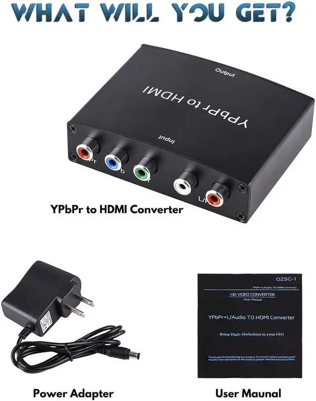 Alt view image 6 of 6 - Component to HDMI Converter, YPbPr to HDMI Adapter, 5RCA Component RGB YPbPr to HDMI Converter Adapter 1080P Supports DVD, Xbox 360, PSP to HDTV, Monitor and Projector