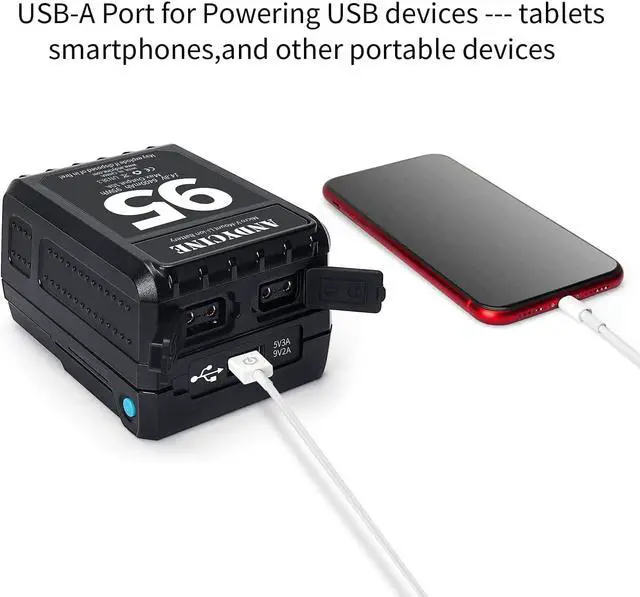 Alt view image 5 of 7 - ANDYCINE Mini V-Mount Battery V-Lock 95Wh 10A Draw Batteries with Dual D-Tap & USB-A Output to Power Camcorder Camera,Compatible with BMPCC 4K,6K, Led Studio Lights(Battery Charger NOT Includ)