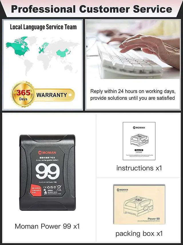 Alt view image 7 of 7 - Moman V Mount Battery, Power VMount V-Lock Batteries 99Wh 15A Draw with Dual D-Tap & USB Outputs Power Bank for Blackmagic Cameras Camcorders LED Lights Monitor, Moman-Dtap-V-Mount-Battery