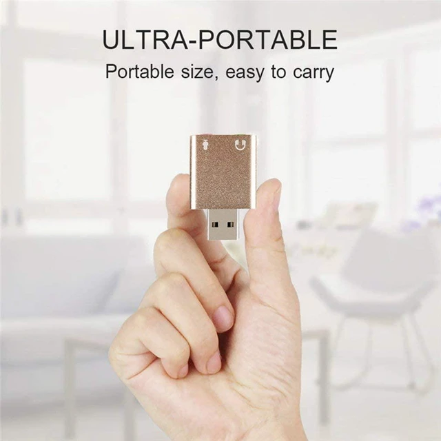 Alt view image 4 of 7 - Gmossopy External USB Audio Sound Card USB To Jack 3.5mm Converter Headphone Adapter Mic Sound Card Headsets Virtual 7.1 Ch Microphone*Gold