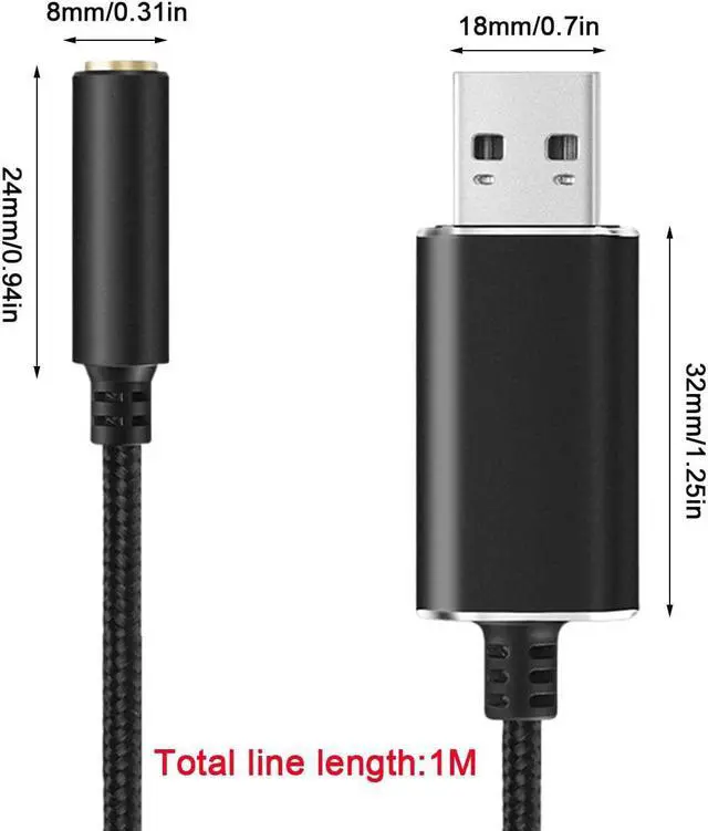 Alt view image 4 of 7 - USB to Audio Jack, USB to Audio Adapter 3.5mm to USB, External Stereo Sound Card for Headset/Microphone/Laptop/PC Wuwai
