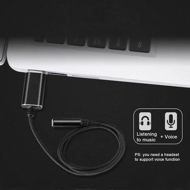 Alt view image 5 of 7 - USB to Audio Jack, USB to Audio Adapter 3.5mm to USB, External Stereo Sound Card for Headset/Microphone/Laptop/PC Wuwai