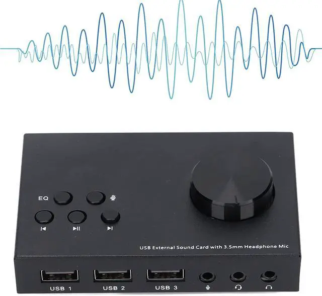 Alt view image 2 of 7 - External Sound Card,USB Audio Adapter,USB Extenrnal Sound Card,Stereo 3.5mm Interface Multi Mode Design Multiple EQ Sound Conversion Audio Adapter