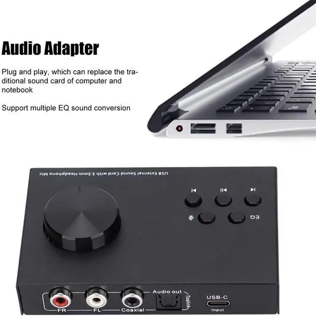 Alt view image 3 of 7 - External Sound Card,USB Audio Adapter,USB Extenrnal Sound Card,Stereo 3.5mm Interface Multi Mode Design Multiple EQ Sound Conversion Audio Adapter