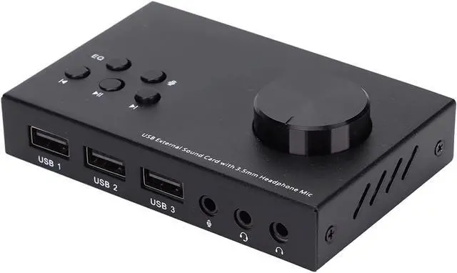 Alt view image 4 of 7 - External Sound Card,USB Audio Adapter,USB Extenrnal Sound Card,Stereo 3.5mm Interface Multi Mode Design Multiple EQ Sound Conversion Audio Adapter