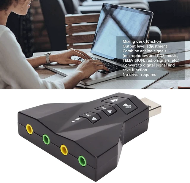 Alt view image 5 of 7 - USB Sound Card, USB Audio Adapter, Audio External Stereo Sound Card, Virtual 7.1 Channel External Stereo Sound Adapter for PS4 Laptop Computer Headphone
