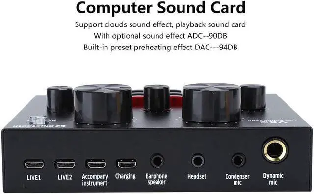 Alt view image 3 of 7 - V8S Sound Card, Live Sound Card, Mobile Phone USB Host Multifunction Computer Karaoke Live Broadcast Sound Card, for Live Recording Home KTV Voice Chat, Durable and Resistant