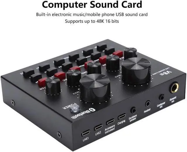 Alt view image 2 of 7 - V8S Sound Card, Live Sound Card, Mobile Phone USB Host Multifunction Computer Karaoke Live Broadcast Sound Card, for Live Recording Home KTV Voice Chat, Durable and Resistant