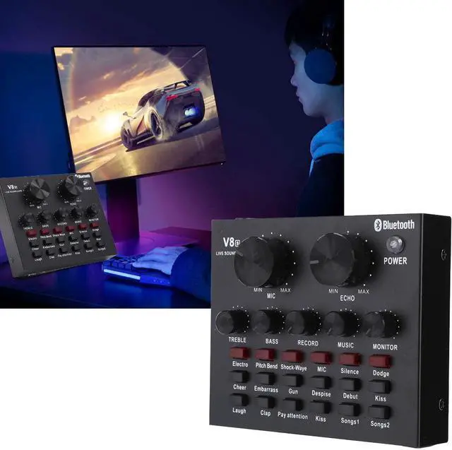 Alt view image 4 of 7 - V8S Sound Card, Live Sound Card, Mobile Phone USB Host Multifunction Computer Karaoke Live Broadcast Sound Card, for Live Recording Home KTV Voice Chat, Durable and Resistant
