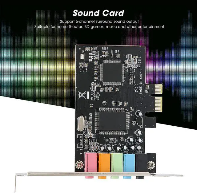 Alt view image 4 of 7 - PCIe Sound Card, Sound Card 6 Channels Stereo Desktop Audio Signal Conversion Hardware with Driver CD for Windows 7/Vista/XP 32/64bit