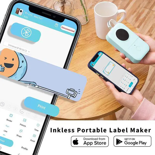 Alt view image 2 of 7 - Phomemo D30 Label Maker Machine with Tape, Portable Bluetooth Label Printer, Small Smart Phone Handheld Sticker Mini Labeler Multiple Templates Font Icon Easy to Use Inkless Rechargeable F Office Home