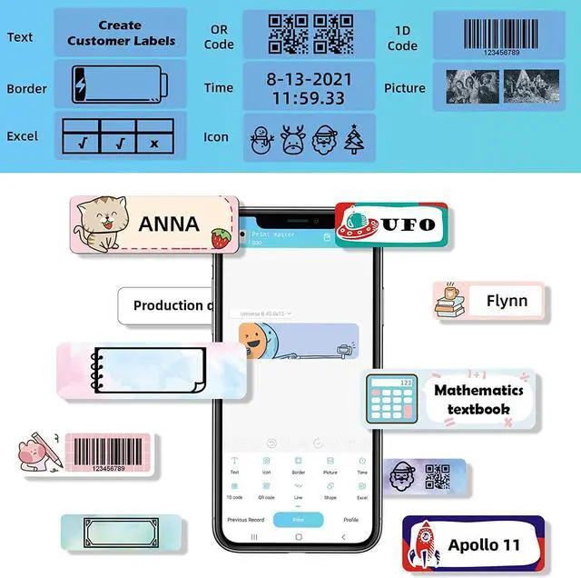 Alt view image 4 of 7 - Phomemo D30 Label Maker Machine with Tape, Portable Bluetooth Label Printer, Small Smart Phone Handheld Sticker Mini Labeler Multiple Templates Font Icon Easy to Use Inkless Rechargeable F Office Home