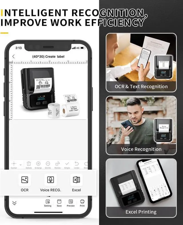 Alt view image 7 of 7 - Phomemo M120 Label Maker, 2 Inch Bluetooth Thermal Label Printer with Label