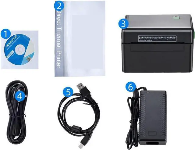 Main image of 4 Inch Label Printer Portable Functional Thermal Printer Support USB Interface 152mm/s Barcode Printer Black White(DT108B Black)