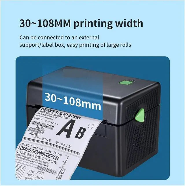 Alt view image 4 of 6 - 4 Inch Label Printer Portable Functional Thermal Printer Support USB Interface 152mm/s Barcode Printer Black White(DT108B Black)