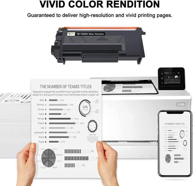 Alt view image 7 of 7 - Toner Bank Compatible TN850 Toner: Cartridge Replacement for Brother TN850 TN820 TN 850 TN-850 TN-820 HL-L6200DW MFC-L5850DW MFC-L5700DW HL-L5200DW MFC-L5900DW High Yield Printer New Version 2-Pack