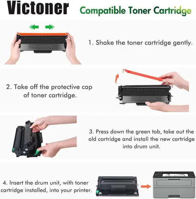 Alt view image 5 of 6 - VICTONER Compatible Toner Cartridge Replacement for Brother TN760 TN-760 TN 760 TN-730 TN730 for HL-L2395DW HL-L2350DW HL-L2390DW L2370DW MFC-L2750DW L2710DW DCP-L2550DW Printer (Black, 2 Pack)