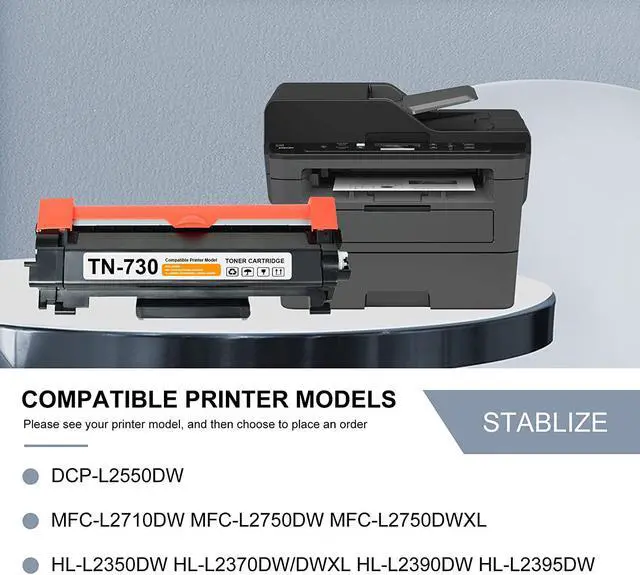 Alt view image 2 of 7 - [High Yield 3,000 Pages] TN-730 TN730 Toner Cartridge Replacement for Brother TN730 DCP-L2550DW MFC-L2710DW MFC-L2750DW HL-L2350DW HL-L2370DW/DWXL HL-L2395DW Printers,TN730 1PK