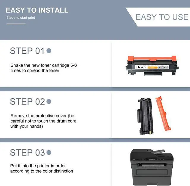 Alt view image 6 of 7 - [High Yield 3,000 Pages] TN-730 TN730 Toner Cartridge Replacement for Brother TN730 DCP-L2550DW MFC-L2710DW MFC-L2750DW HL-L2350DW HL-L2370DW/DWXL HL-L2395DW Printers,TN730 1PK
