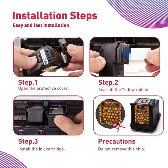 Alt view image 6 of 7 - HOTCOLOR Ink Cartridge 243 and 244 Replacement for Canon Ink 243 244 PG 243 CL 244 for Canon Pixma TS3420 Ink MG2522 TS3120 TS3122 MX492 MG2525 TR4520 (1Black/1Tri-Color, 2PK)