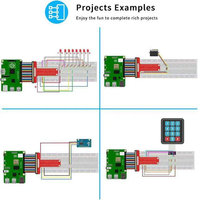 Alt view image 4 of 7 - Upgrade Ultimate Starter Kit for Raspberry Pi 4 3, Raspberry Pi Kit, Python C Code, 40 Projects, DIY Electronic Components Kit with 480 Pages PDF Manual