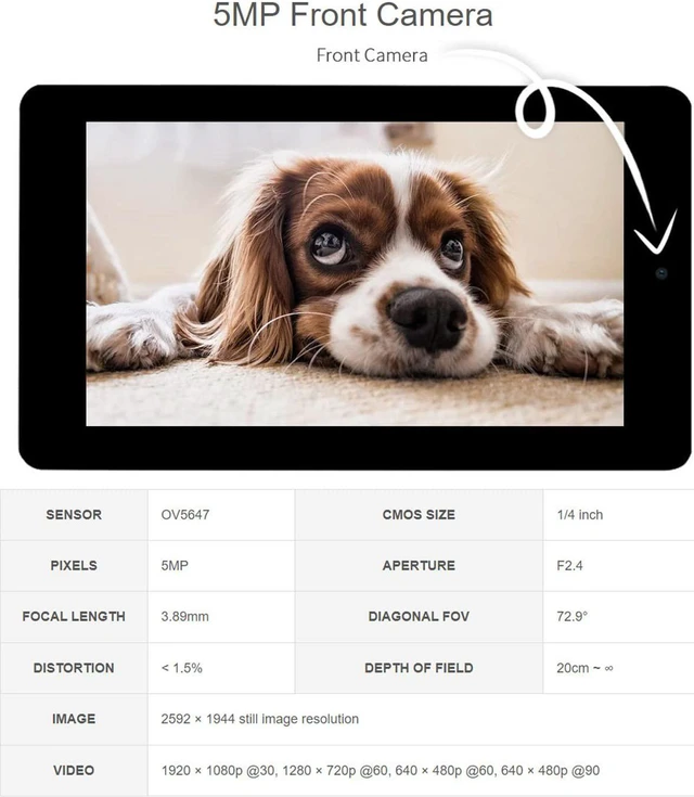Alt view image 5 of 7 - Waveshare 7inch Capacitive Touch Display Compatible with Raspberry Pi 4B/3B+/3A+/3B/2B/B+/A+/CM3/3+/4 with 5MP Front Camera 800×480 Resolution DSI Interface
