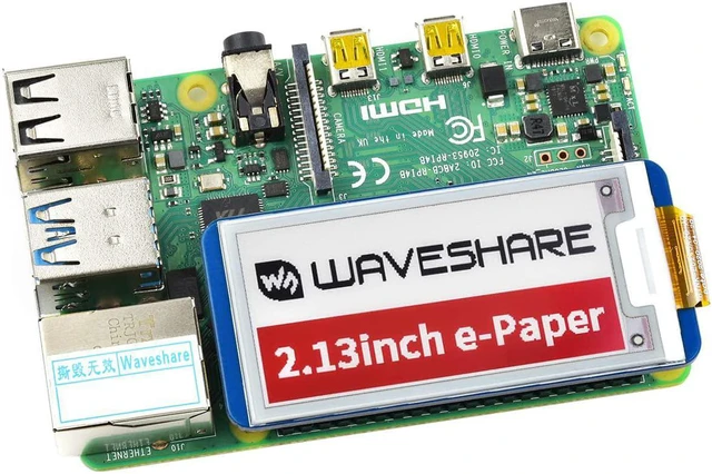 Alt view image 7 of 7 - Waveshare E-Paper Display Module in 2.13inch for Raspberry Pi Supports Red/Black/White Three-Color Display