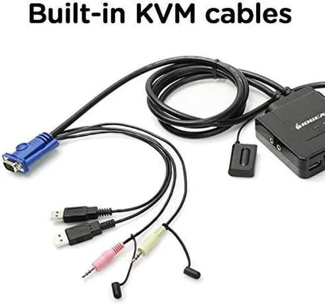 Alt view image 7 of 7 - IOGEAR 2-Port USB VGA Cabled KVM Switch - 2048 x 1536 - 2.1 Stereo Audio w/Mic - Plug n Play - Remote Push Button Switching - Compatible w/PC MAC and SUN - GCS72U